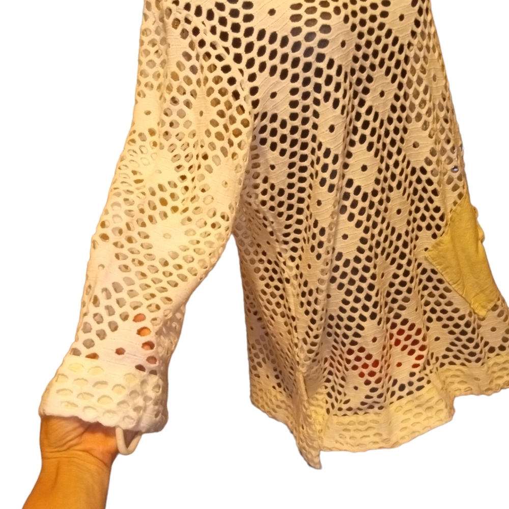 3/$15 Kaktus Open Weave Coverlet 3/4 Sleeve Tunic NEVER WORN - Picture 6 of 8